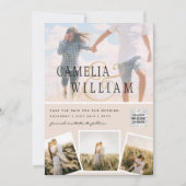 Champagne Blush PHOTO Weddenschap QR Code Kaart (Voorkant)