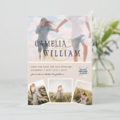 Champagne Blush PHOTO Weddenschap QR Code Kaart (Staand voorkant)