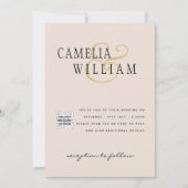 Champagne Blush PHOTO Weddenschap QR Code Kaart (Voorkant)