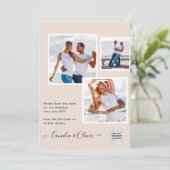 Champagne Blush PHOTO Weddenschap QR Code Kaart (Staand voorkant)