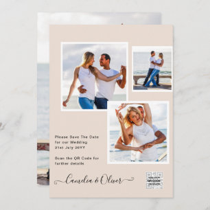 Champagne Blush PHOTO Weddenschap QR Code Kaart