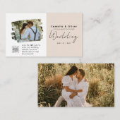 Champagne Blush PHOTO Weddenschap QR Code Visitekaartje (Voorkant / Achterkant)