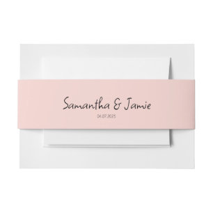 Champagne Blush Pink - bijpassende buikbanden Uitnodigingen Wikkel