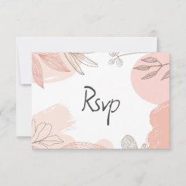 Champagne Blush Pink - Hand getrokken Bloemen RSVP Kaartje