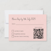 Champagne Blush Pink - Hand getrokken Bloemen RSVP Kaartje (Achterkant)