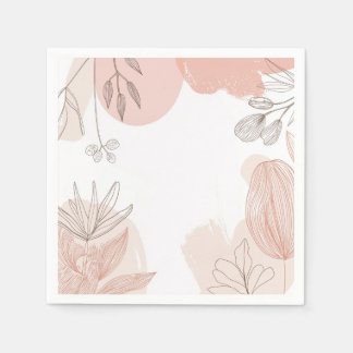 Champagne Blush Pink - Hand getrokken Bloemen Servet