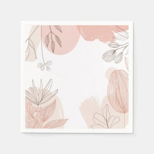 Champagne Blush Pink - Hand getrokken Bloemen Servet (Voorkant)