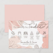 Champagne Blush Pink - Hand getrokken Bloemen Tijd Informatiekaartje (Voorkant / Achterkant)