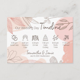 Champagne Blush Pink - Hand getrokken Bloemen Tijd Informatiekaartje