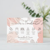 Champagne Blush Pink - Hand getrokken Bloemen Tijd Informatiekaartje (Staand voorkant)