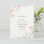Champagne Blush Pioen Huwelijk Kaart (Staand voorkant)