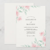 Champagne Blush Pioen Huwelijk Kaart (Voorkant / Achterkant)
