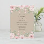 Champagne Blush Roze Bloemblad Bruiloft Kaart (Staand voorkant)