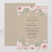 Champagne Blush Roze Bloemblad Bruiloft Kaart (Voorkant / Achterkant)
