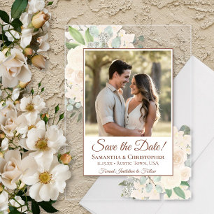 Champagne Blush Rozen Huwelijk Save the Date Foto Acryl Uitnodigingen