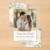 Champagne Blush Rozen Wedding Save the Date Foto Acryl Uitnodigingen (Voorkant)