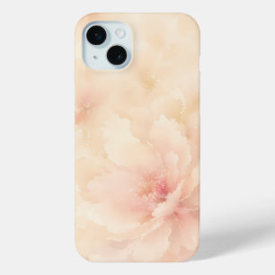 Champagne Blush Waterverf Bloem iPhone 15 Mini Hoesje