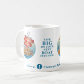 Champagne Boating on a Beer Budget Coffee Cup! Koffiemok (Voorkant links)