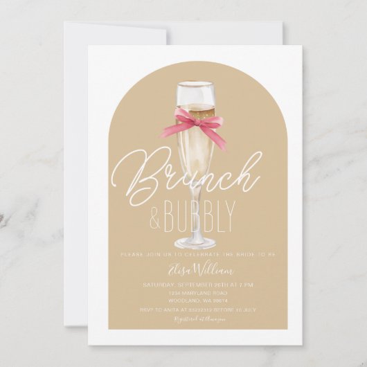 Champagne Boho Boog Brunch & Bubbly Vrijgezellenfe Kaart (Voorkant)