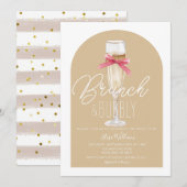 Champagne Boho Boog Brunch & Bubbly Vrijgezellenfe Kaart (Voorkant / Achterkant)