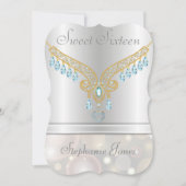 Champagne Bokeh Aquamarine Sweet Sixteen Kaart (Voorkant)