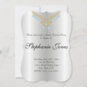 Champagne Bokeh Aquamarine Sweet Sixteen Kaart (Achterkant)