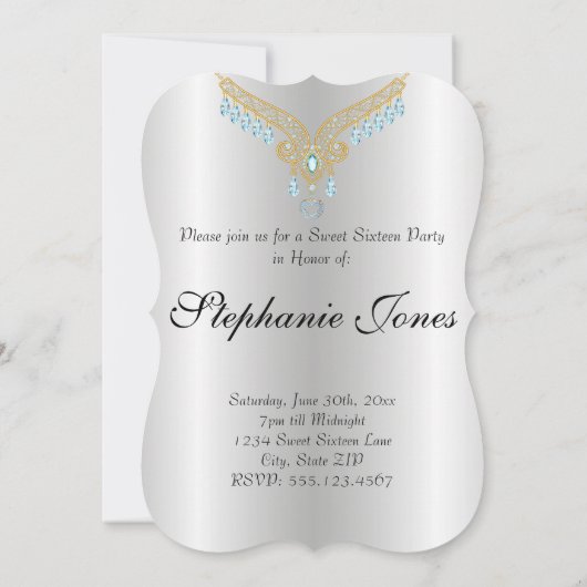 Champagne Bokeh Aquamarine Sweet Sixteen Kaart (Achterkant)