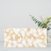 Champagne Bokeh Lights Faux Gold Gift Certificate (Staand voorkant)