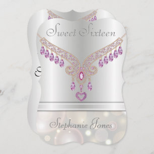 Champagne Bokeh Pink Sapphire Sweet Sixteen Kaart