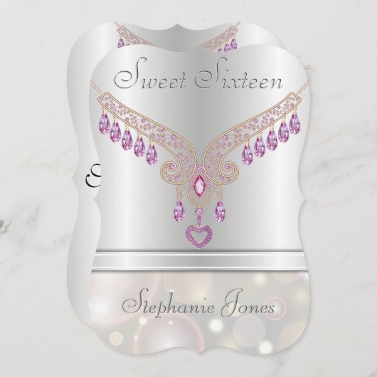 Champagne Bokeh Pink Sapphire Sweet Sixteen Kaart (Voorkant / Achterkant)