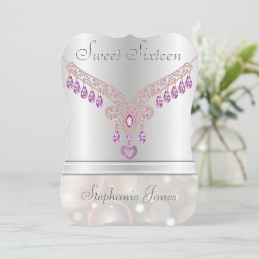 Champagne Bokeh Pink Sapphire Sweet Sixteen Kaart (Staand voorkant)