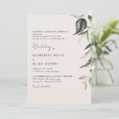 Champagne Botanisch Bruiloftsloof Kaart (Staand voorkant)