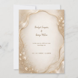 Champagne Botanische metalen golf bruiloft  Kaart