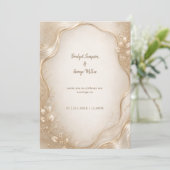 Champagne Botanische metalen golf bruiloft Kaart (Staand voorkant)