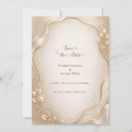 Champagne Botanische metalen golf bruiloft  Kaart