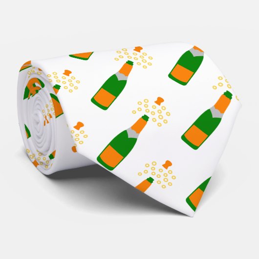 Champagne Bottle and Popping Cork Stropdas (Opgerold)