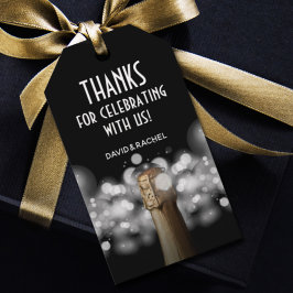 Champagne Bottle Black and White Bokeh Cadeaulabel