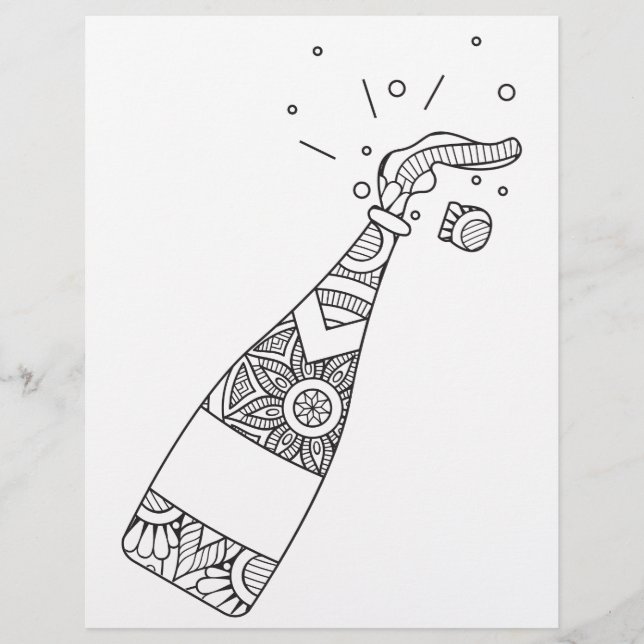 Champagne Bottle Coloring Page (Voorkant)