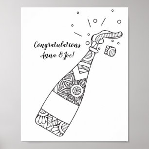 Champagne Bottle Coloring Page Poster