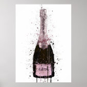 Champagne Bottle Wall Art Print 'Cosmic Rose' (Voorkant)