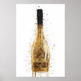 Champagne Bottle Wall Art Print 'Midas'