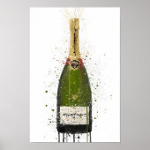 Champagne Bottle Wall Art Print 'Olive Green'  (Voorkant)
