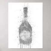 Champagne Bottle Wall Art Print 'Rosy' Grey (Voorkant)