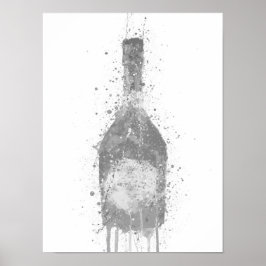 Champagne Bottle Wall Art Print 'Rosy' Grey