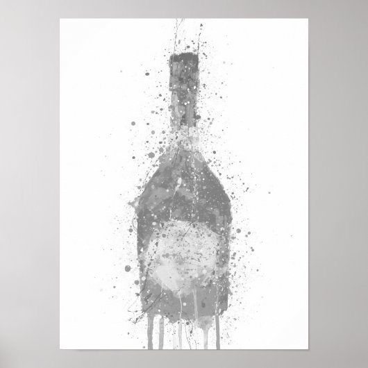Champagne Bottle Wall Art Print 'Rosy' Grey (Voorkant)