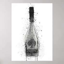 Champagne Bottle Wall Art Print 'Titanium'