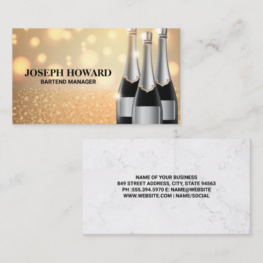 Champagne Bottles | Achtergrond Glamor Visitekaartje (Voorkant / Achterkant)