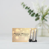 Champagne Bottles | Sparkly Glitter Background Visitekaartje (Staand voorkant)