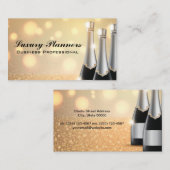Champagne Bottles | Sparkly Glitter Background Visitekaartje (Voorkant / Achterkant)