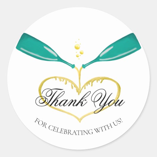 Champagne Bottles Wedding Classic Round Sticker (Voorkant)